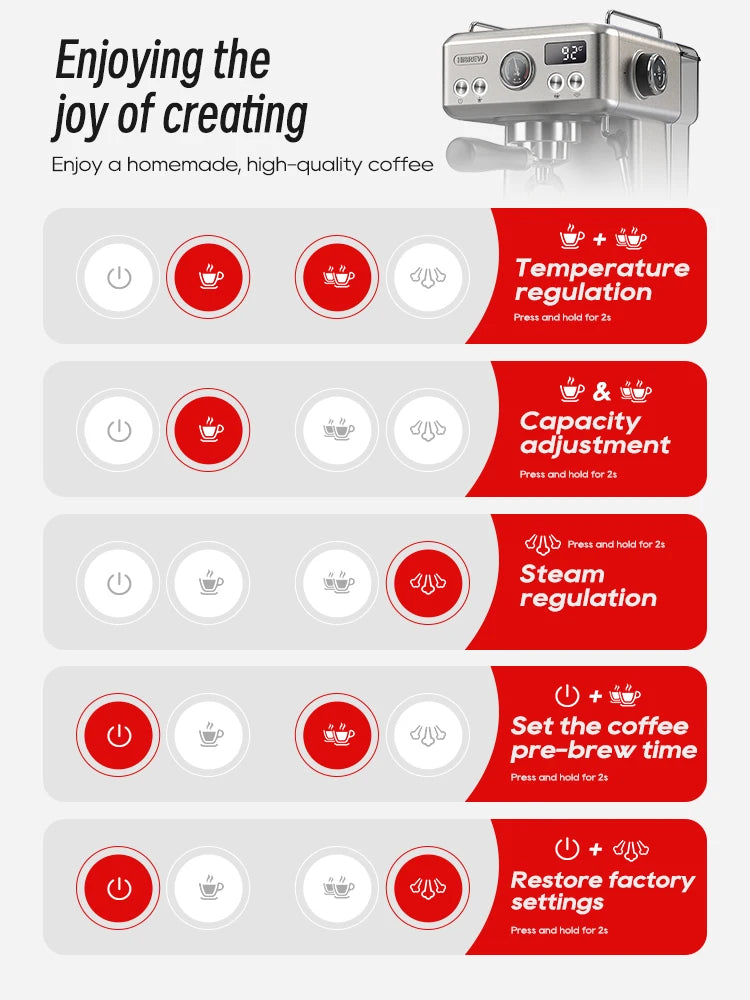 Espresso-Maschine 2025: HiBREW 20Bar Semi-Automatic H10A Temperatur-Einstellbar 58mm Portafilter Professional Barista Collection