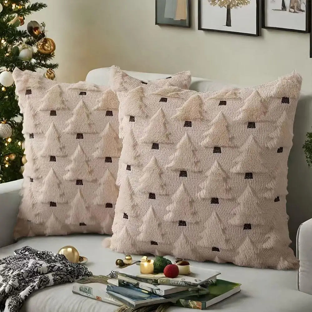 45x45cm Winter Throw Pillow Cover Xmas Home Decor Christmas Plush Pillowcase Pillowslip Home Textile Christmas Tree Pillow Cases