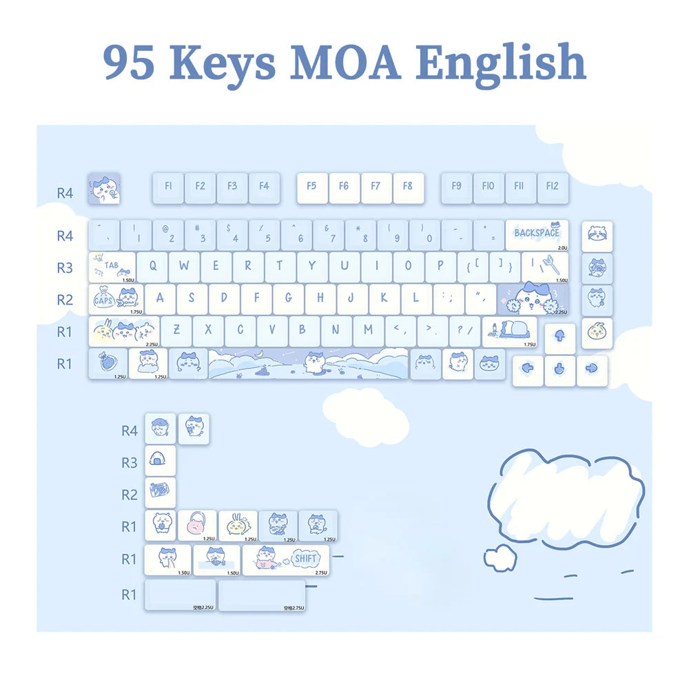 USLION 95Keys Dessert Cat Theme Keycaps MOA Profile PBT Key Caps Kit für 61/64/68/84/75/87Keys GMK67 Gaming Mechanical Keyboard