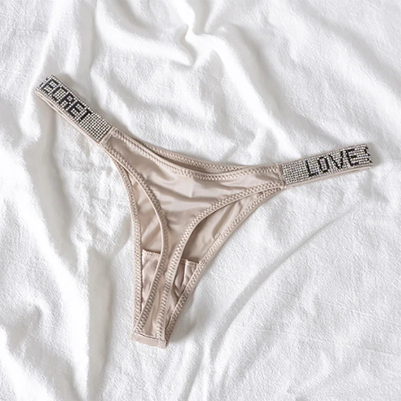 ZQTWTC Damen String 2025 - Tief sitzende Panties mit Strass-Details S-XL