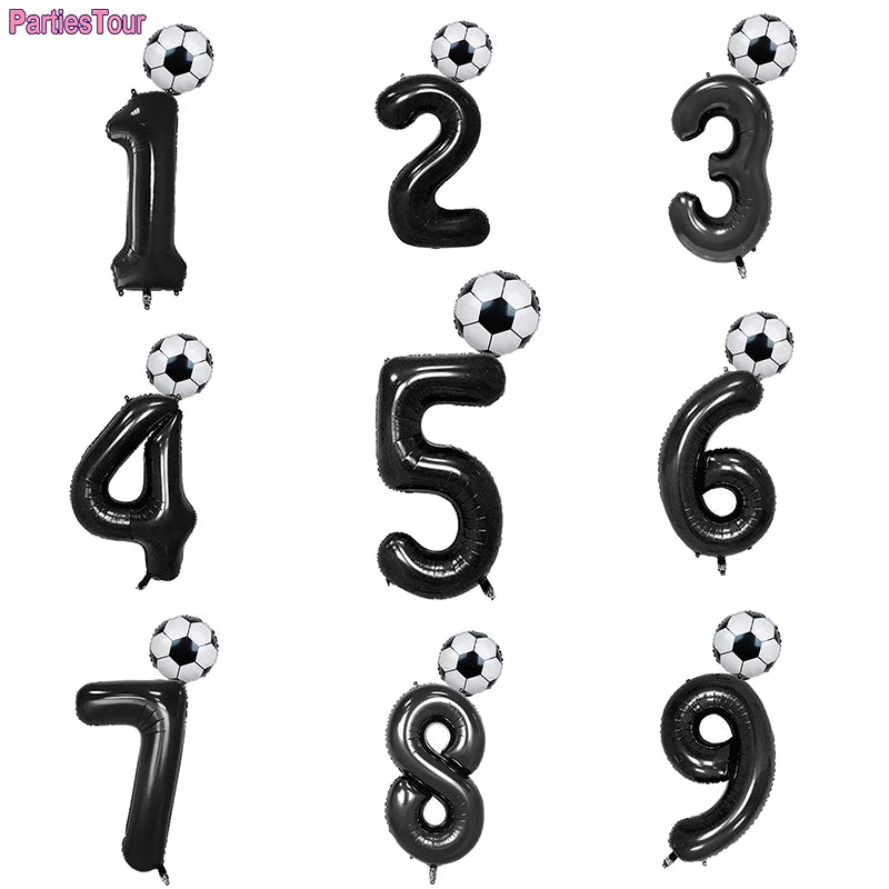 Baloane cu numere de fotbal 2025: Set folie verde 32" - Colecția Sports Party