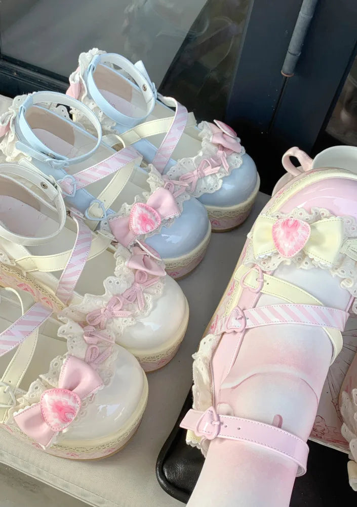Lolita-Schuhe 2025: Thick-Sole Platform Cross-Strap - Princess Party Collection