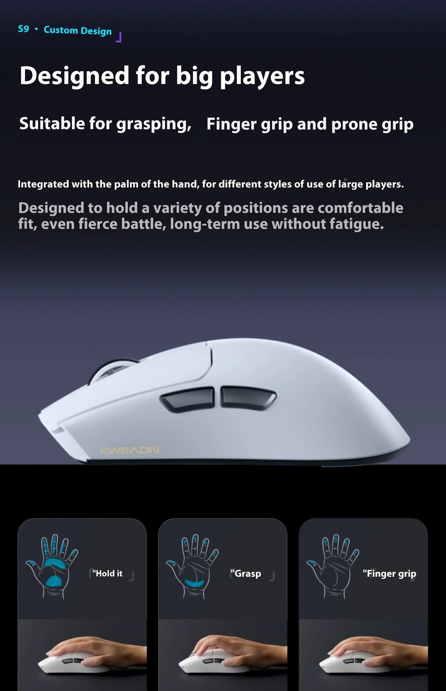 EWEADN S9 Pro Ultraleicht Gaming-Maus - 26K DPI, Tri