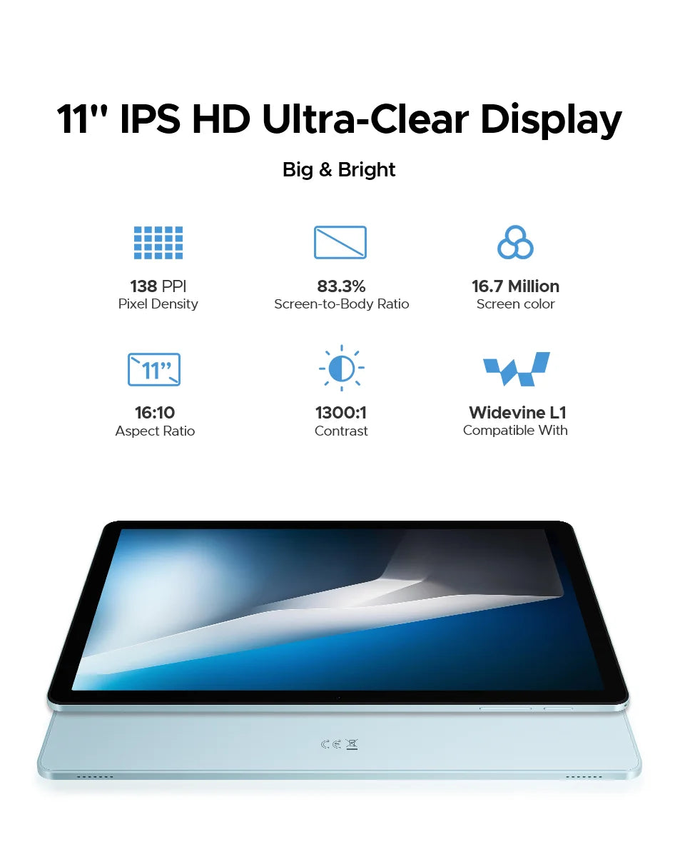 DOOGEE Tab A9 Pro+ Android 15 Tablet - 11 Zoll, 128 GB, 8580 mAh