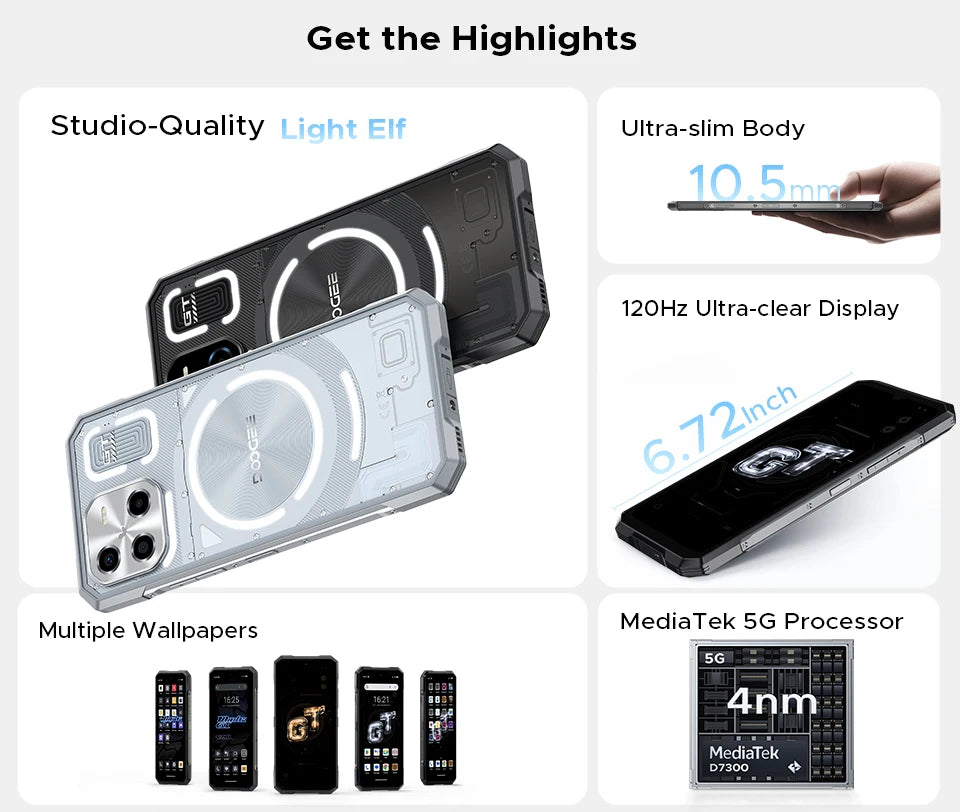 DOOGEE Blade GT Ultra LED-Lichteffekt - 5500 mAh, 33 W, 6.72 Zoll