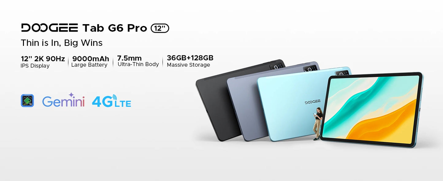 DOOGEE Tab G6 Pro Ultra Dünnes Metallgehäuse - 9000mAh, 8GB Ram, 128GB ROM