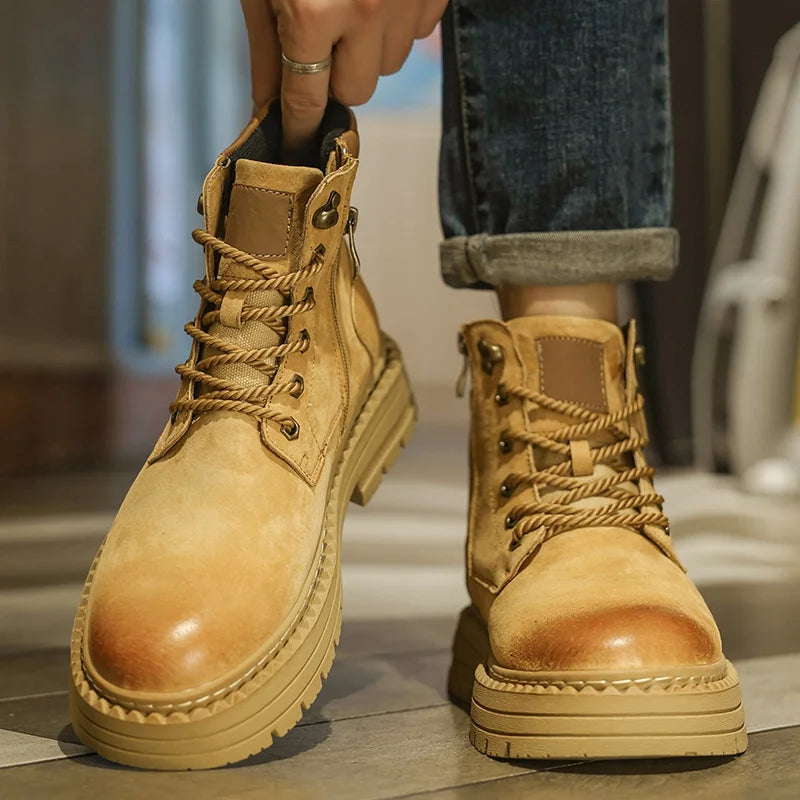 YeinshaarsCN Suede Leder High-Top - Größe Knöchel Rutschfeste Sohle