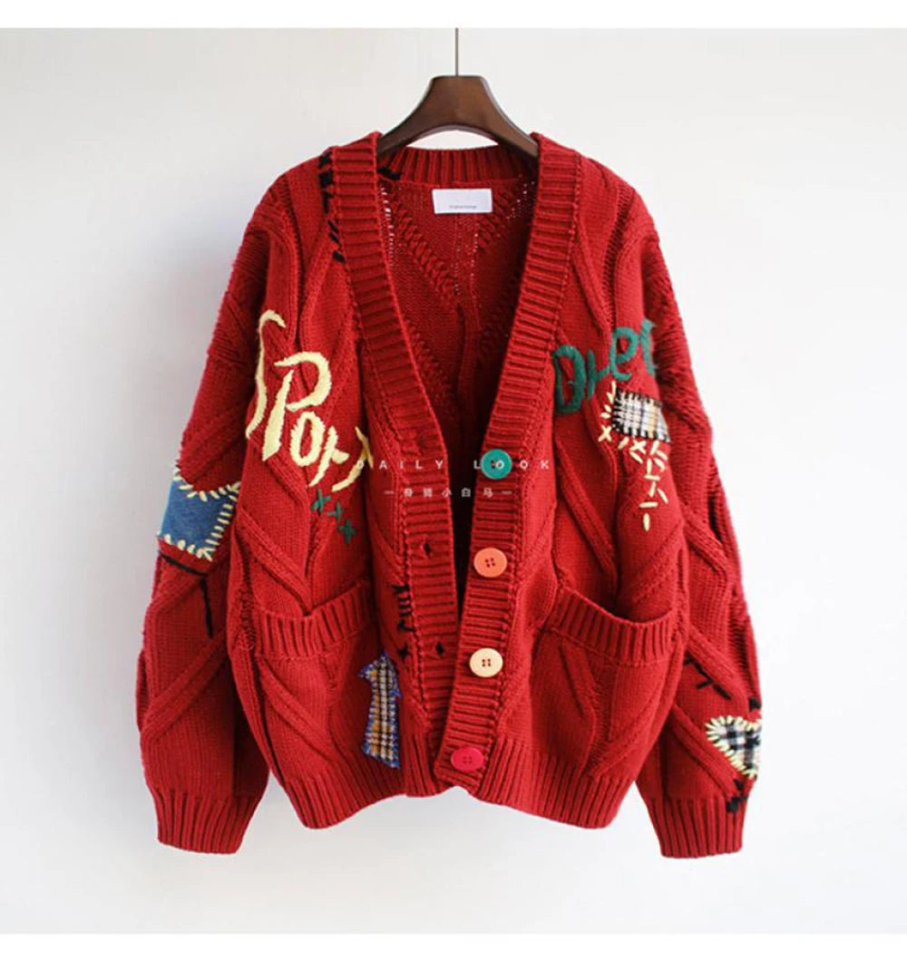 WonMiracle V-Neck Strickjacke Cardigan - Polyester Größe L