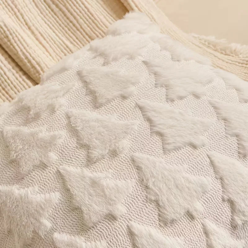 Christmas Decorative Pillow Cover Plush Embroidered Cushion Case Soft Throw Pillowcase For Sofa Living Room Home Festive Gift