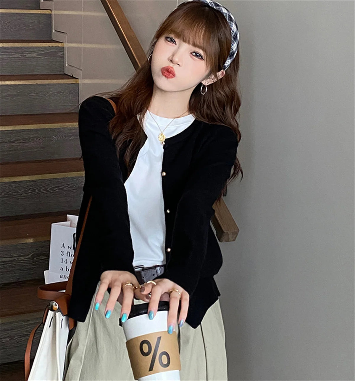 SDFBKCN Cardigan O-Kragen Strick Mit Knopfverschluss - Größe M Bis XL, Material Polyester, Länge Regular