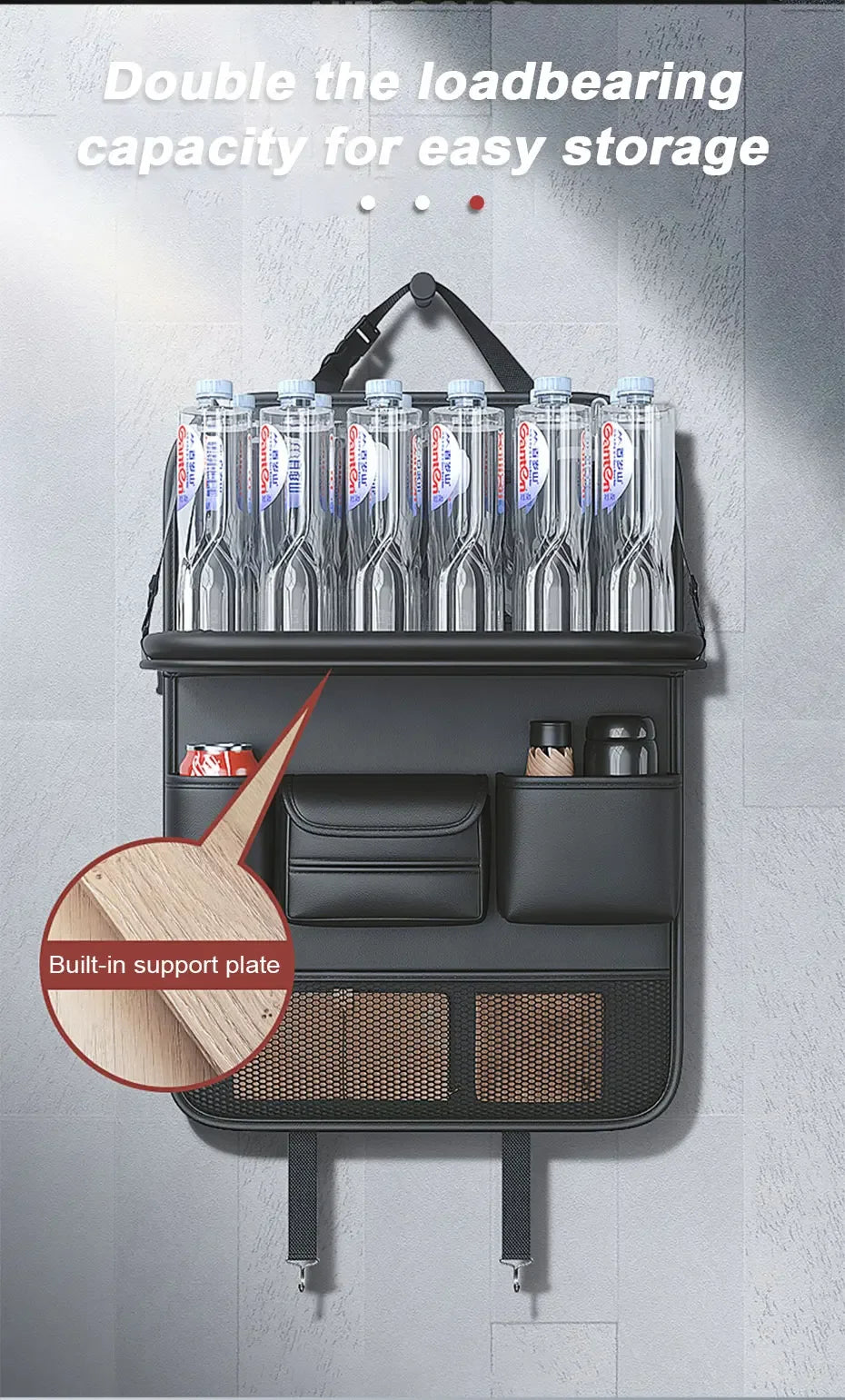 Car Seat Storage Bag Auto Back Seat Back Organizer with Foldable Table Tray PU Leather Tablet Holder Tissue Box Car Accessories