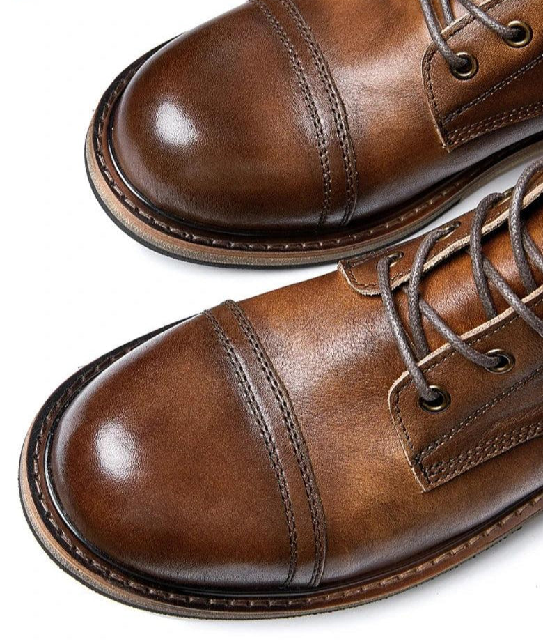 Men genuine leather handmade high quality comfortable boots