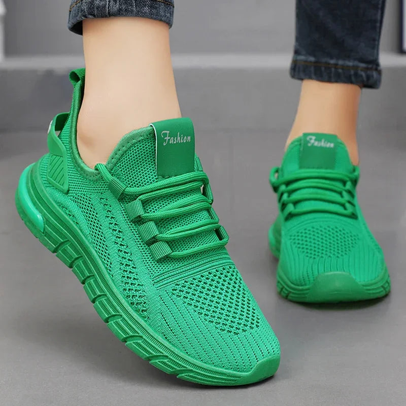 Lucyever L6228 Atmungsaktiv Sneaker - Weiß Mesh Slip On