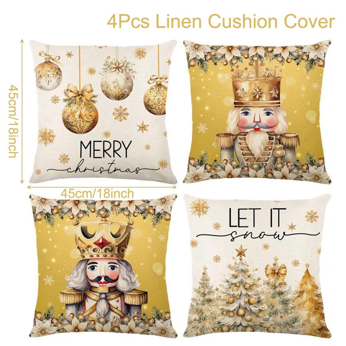 4pcs Christmas Cushion Cover Pillowcase Merry Christmas Decoration Linen Pillow Cases Home 2025 Xmas Gifts Pillow Covers 2026