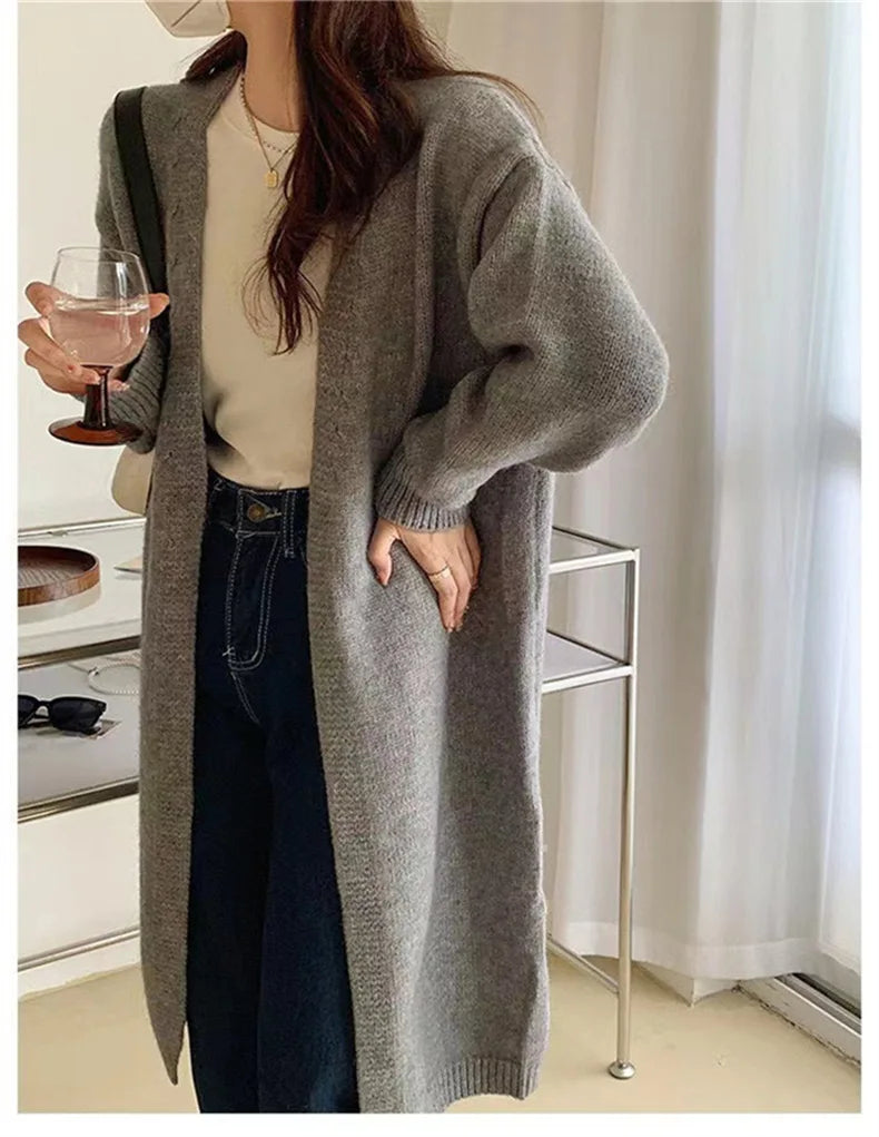 Mooclound PYTZX-b108 Lang Strickcardigan- Baumwolle Größe SL