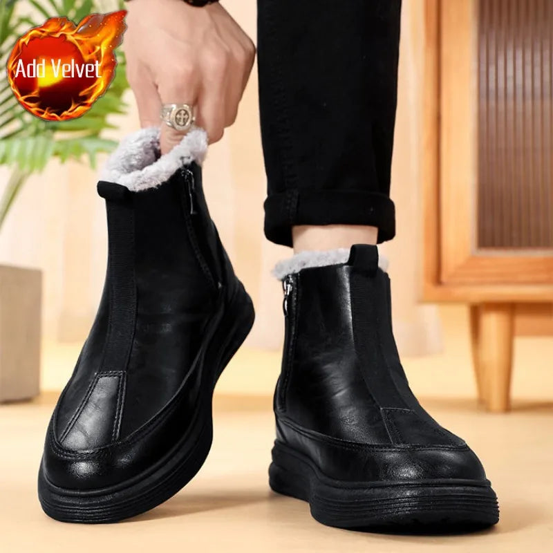 Ghete de zăpadă impermeabile Shangkaka - Ghete până la gleznă cu fermoar, înălțimea tocului 1-3 centimetri