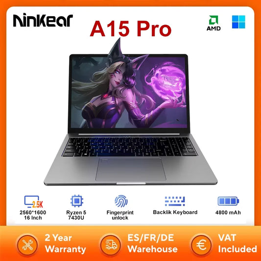 Ninkear A15 Pro 16 inch - 16GB RAM, 1TB SSD, Ryzen 5