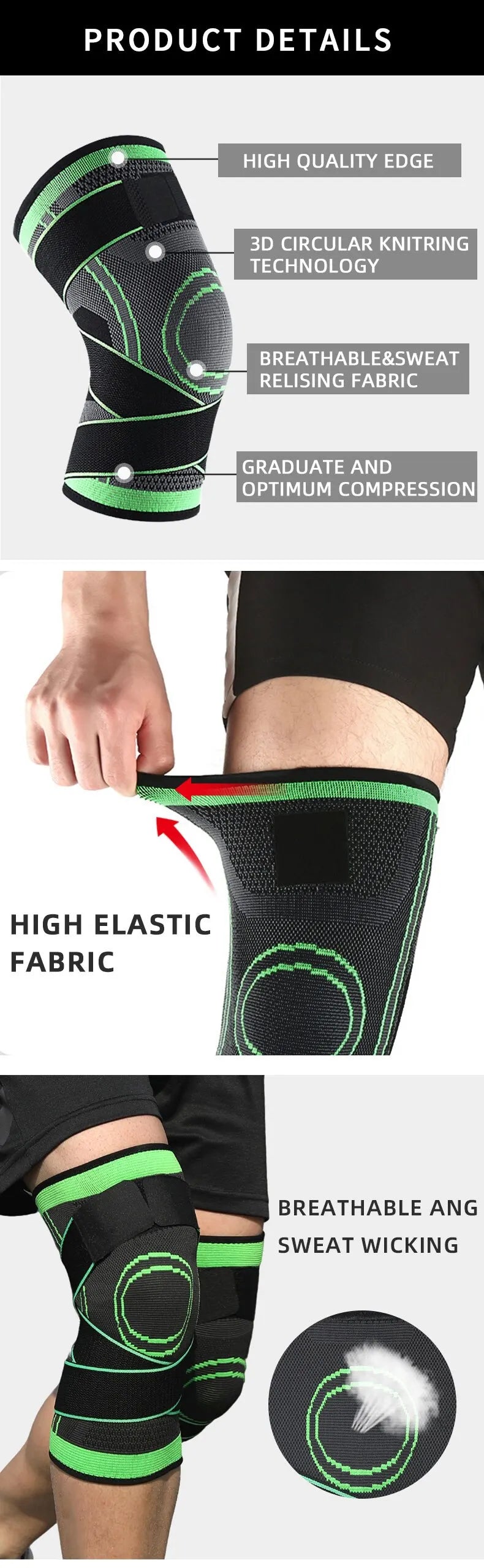 Knieschützer 2025: 1pc Adjustable Knee Guard Knee Support Braces - Compression Protection Sleeves Sport Running Basketball Squats Fitness Workout Collection