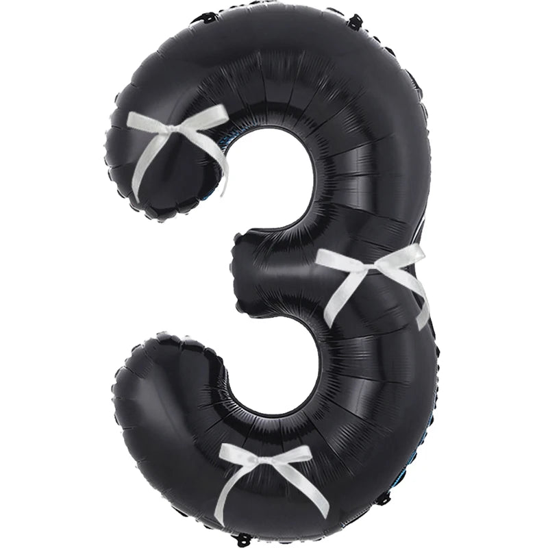 Choice 32 Zoll Folienballon Zahl - Schwarz 0-9 3 Schleifen