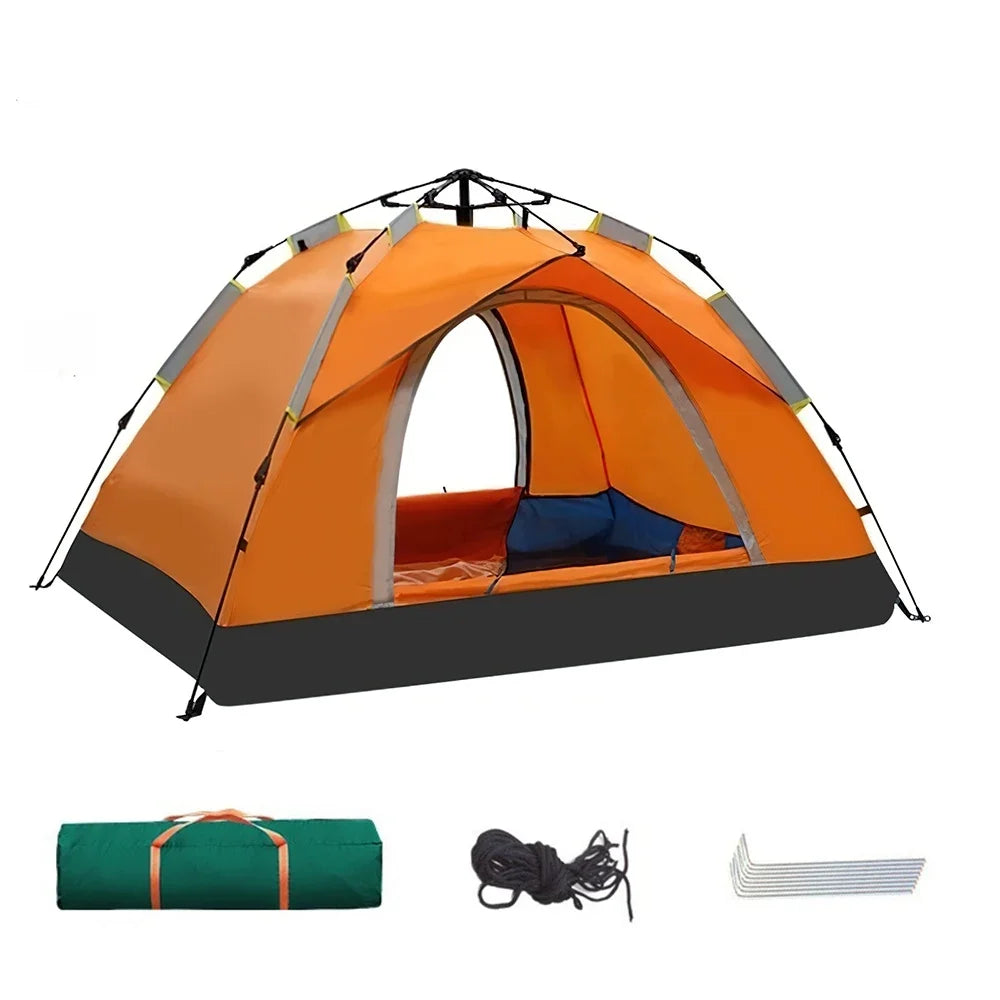 One-click automatic camping tent, double, waterproof roof, double door, outdoor, 2-3