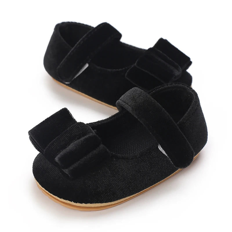 Baby-Prinzessinnen-Schuhe 2025: Velvet-Bow Flat-Shoes - First Step Collection