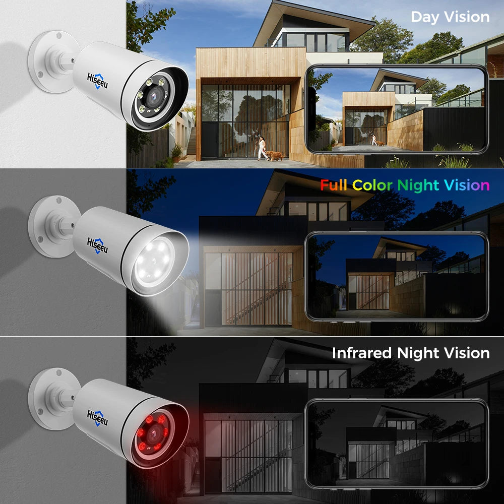 Hiseeu 4K 8MP POE Security IP Camera System Waterproof Full Color AI Face Detection 4CH NVR H.265 Surveillance CCTV Cameras Kit