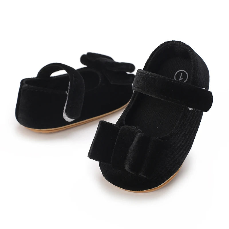 Baby-Prinzessinnen-Schuhe 2025: Velvet-Bow Flat-Shoes - First Step Collection