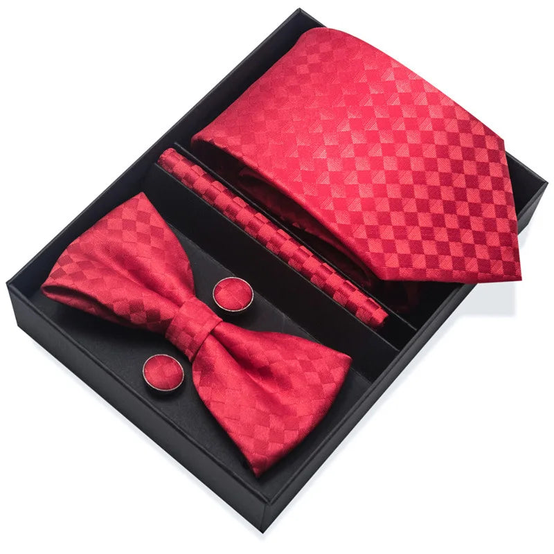 Men's Tie Pin cuff square bow Tie with pocket square cufflinks Set Paisley Men's Business Wedding Suit Accessories 6-piece set