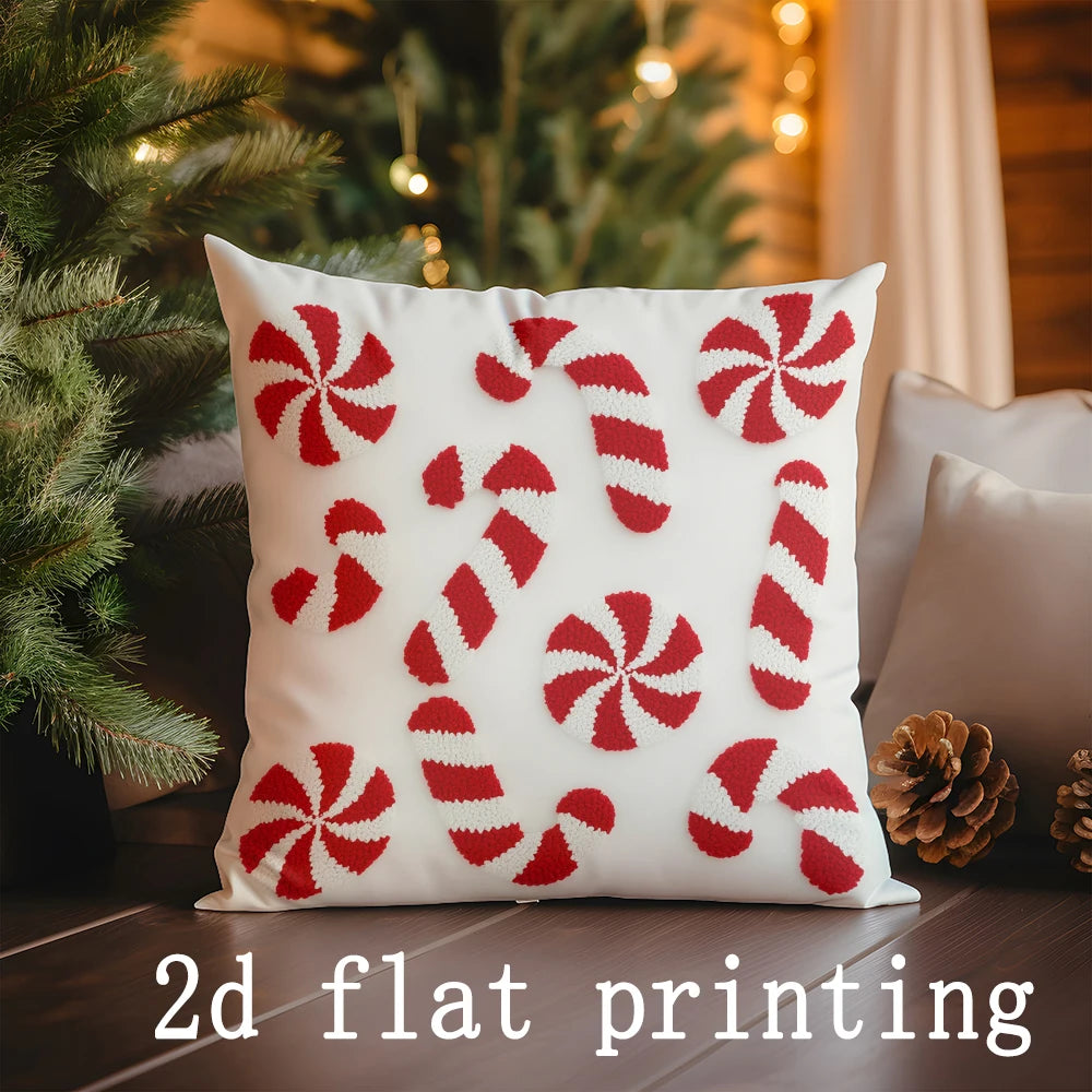 Home Decor Christmas Red & White Pillow Covers Suitable For Sofa Bedroom Car Pillow Cover Cushion Rectangular Back Cushion