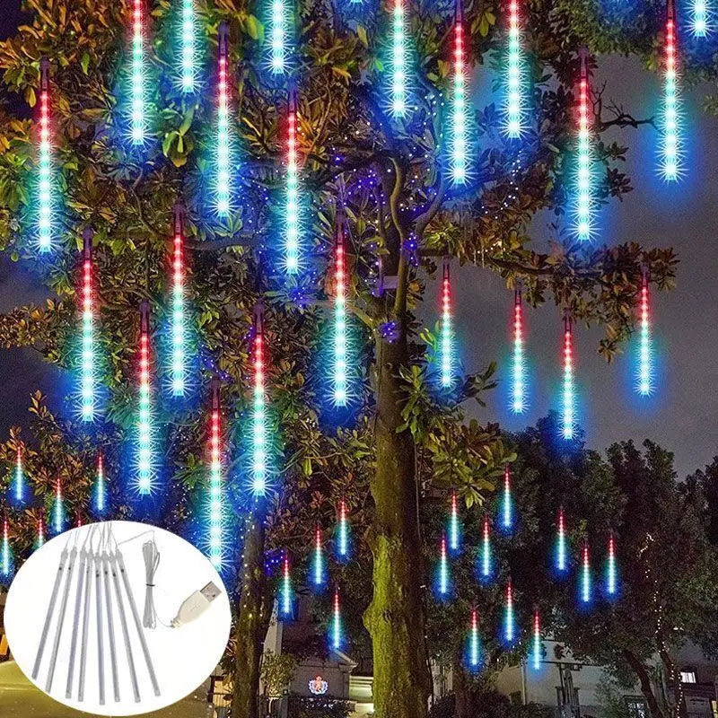 HOUHOM USB Meteor Shower Lichtkette-8 Röhren, USB-Anschluss, 30/50 cm