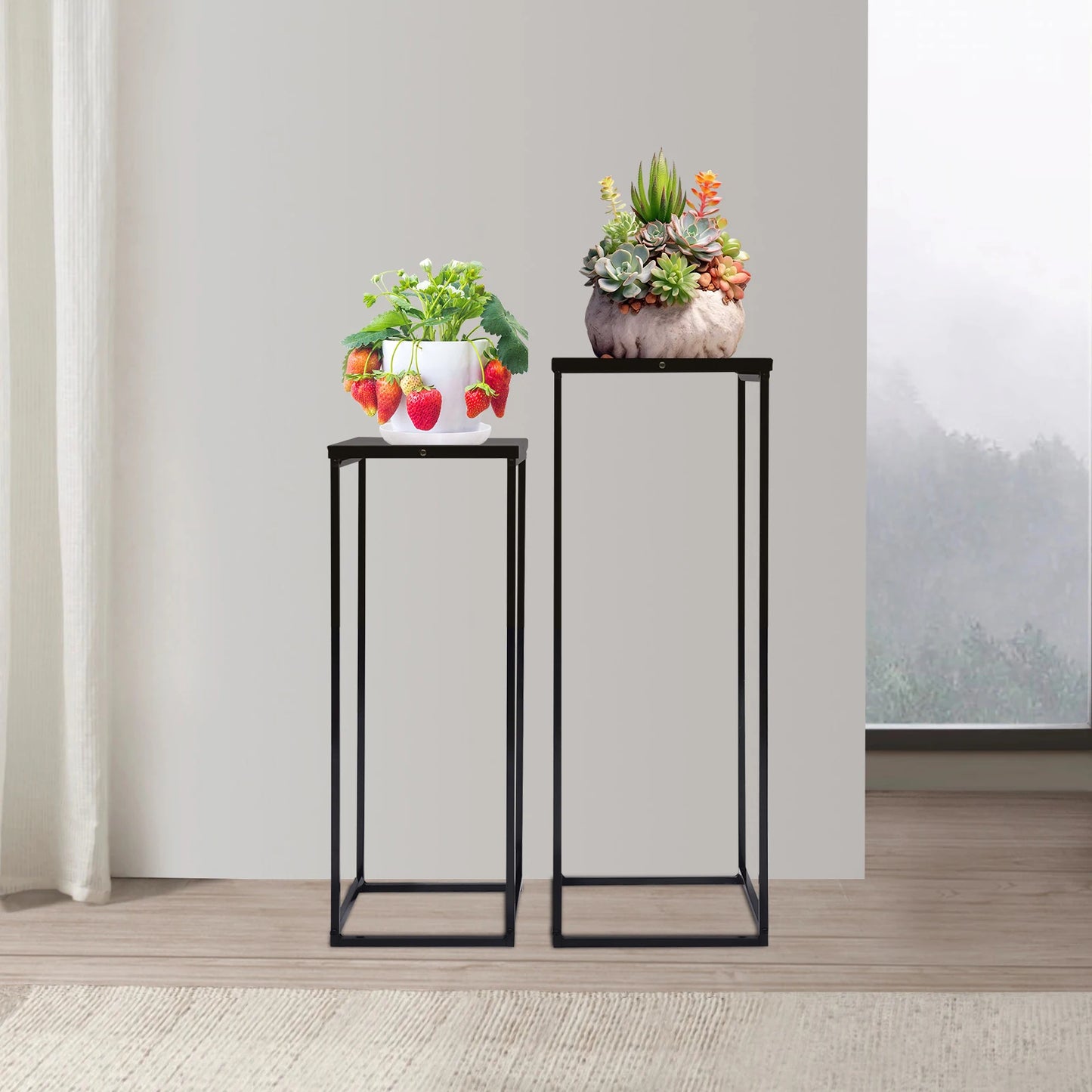 Bymaocar Pflanzenständer-Set 70/60 cm Metall Tragfähigkeit 4-5 kg