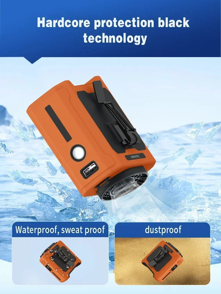 Portable Waist Fan 10000mAh with Power Bank LED Lighting Hanging Neck Fan 5 Speed Strong Airflow Cooling Fan for Outdoor Working
