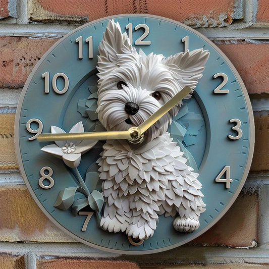 DIY-Wanduhr-Kit 2025: West-Highland-Terrier 2D-Design - Silent Movement Collection