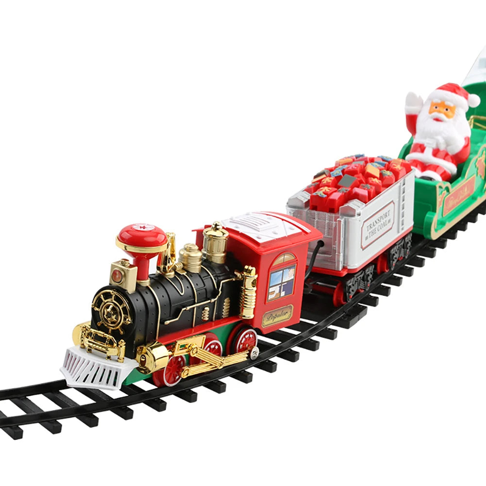 Christmas Train Christmas Tree Decoration Accessories Track Small Train with Music Santa Claus Train Set Children's Gift