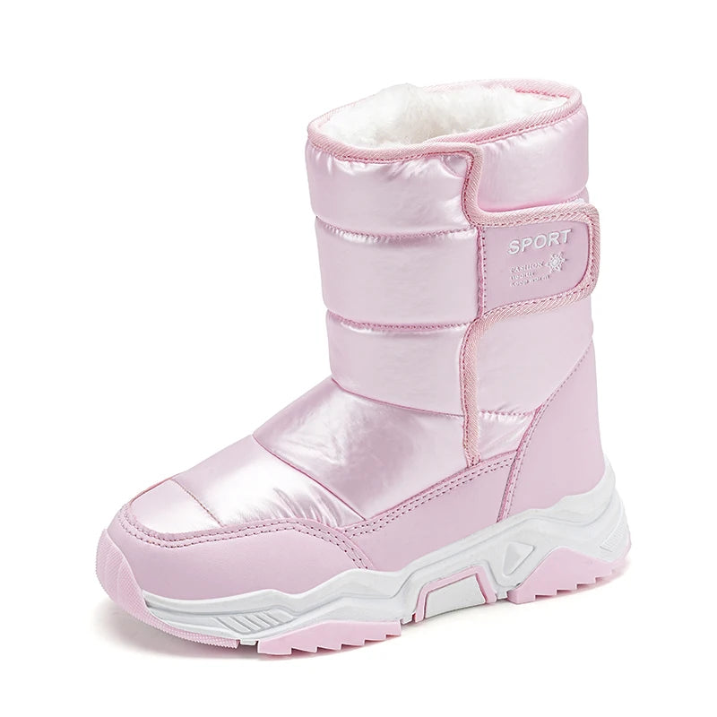 Neue Kinder Schnee Stiefel Winter High-top Warme Baumwolle Schuhe für Kinder Jungen Mädchen Warme Plüsch Futter Stiefeletten anti-skid Wasserdicht