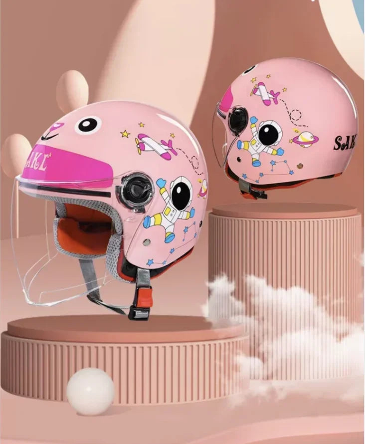 Children Cartoon Cute four seasons Motorcycle helmets Open face electric car bike child helmet for kids boy girl unicorn DOT