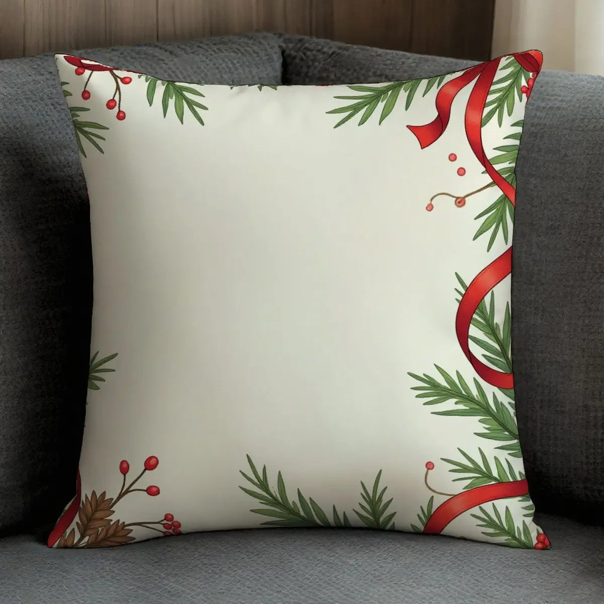 4-Piece Christmas Pillow Cover Set 45x45cm No Insert Festive Gift Boxes Holiday Greens for Sofa Styling Festive Celebrations