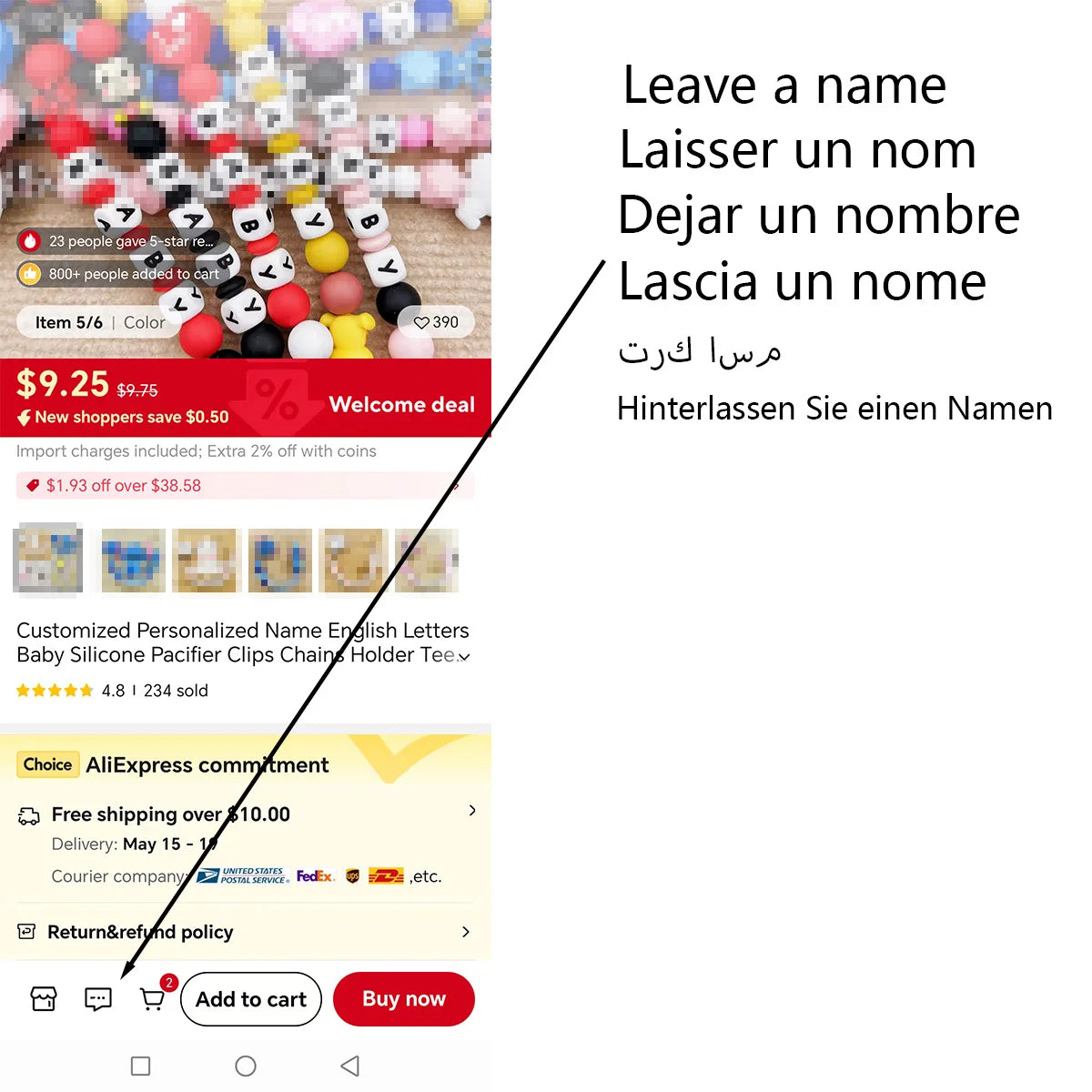 Personalisierte Schnullerkette mit Namen - Englische Buchstaben Baby Silikon Clips - Ketten Halter Beißring Anhänger Baby Geschenke
