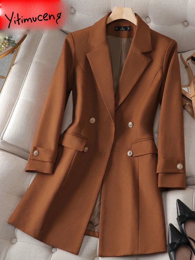 Sacou Yitimuceng cu guler răsturnat, nasturi dubli - mărimi mixte