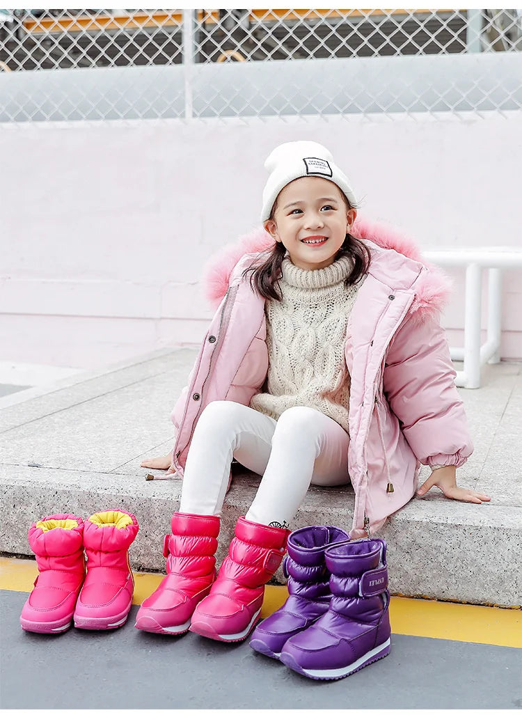 Kinder-Schneestiefel, 2025, Herbst-Winter-Wolle, warm halten, Kinderstiefel, Marke, modisch, wasserdicht, rutschfest, Baumwollschuhe für Mädchen und Jungen