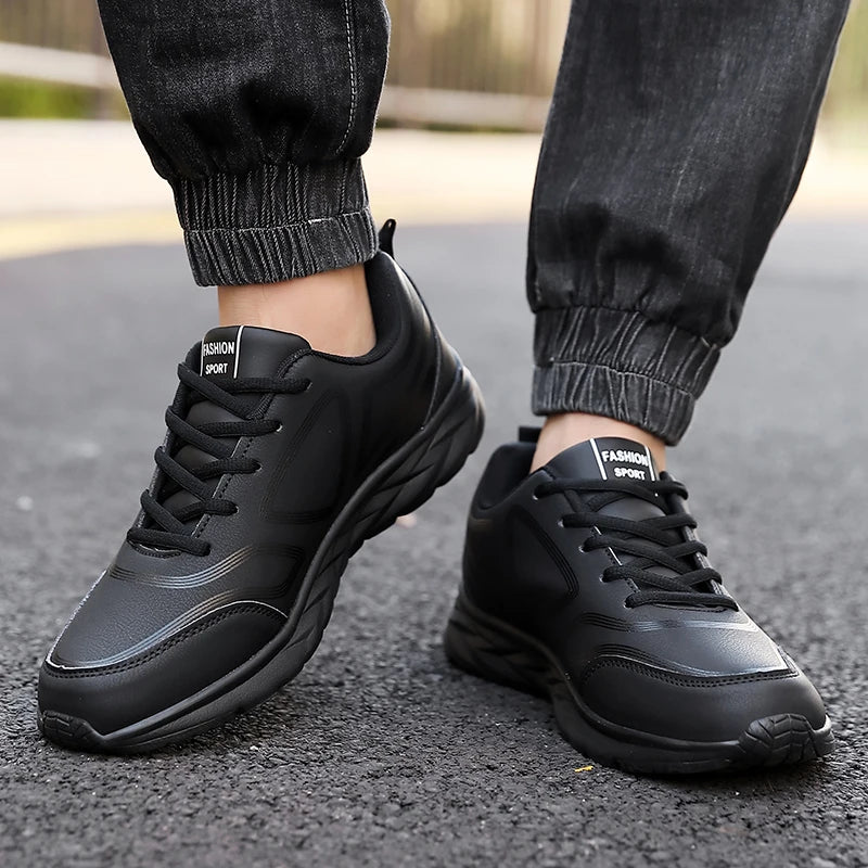 Men's Shoes Summer Men Sneakers Comfortable Classic Casual Flat Shoes Outdoor Walking Sport Black Shoe Man PU Leather Masculino