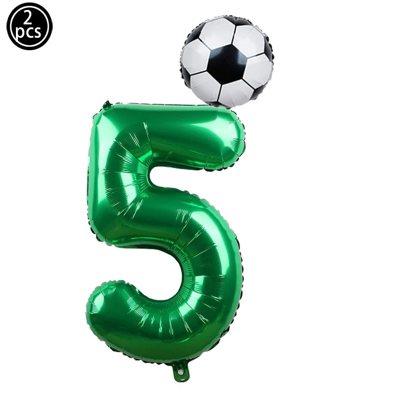 Baloane cu numere de fotbal 2025: Set folie verde 32" - Colecția Sports Party