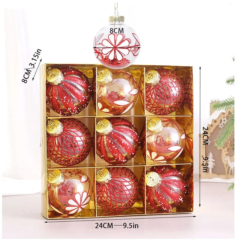 Choice Weihnachtskugel Set 8 cm Durchmesser - 9 Stück Kunststoff