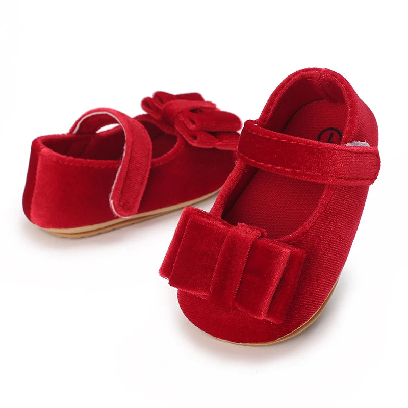 Baby-Prinzessinnen-Schuhe 2025: Velvet-Bow Flat-Shoes - First Step Collection
