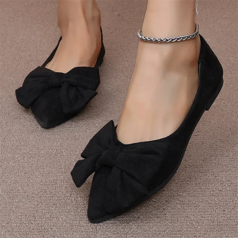 Damen Mode Flache Schuhe Sommer - Casual Verschleißfeste Komfortable Vielseitige Slip-On Schleife PU Leder