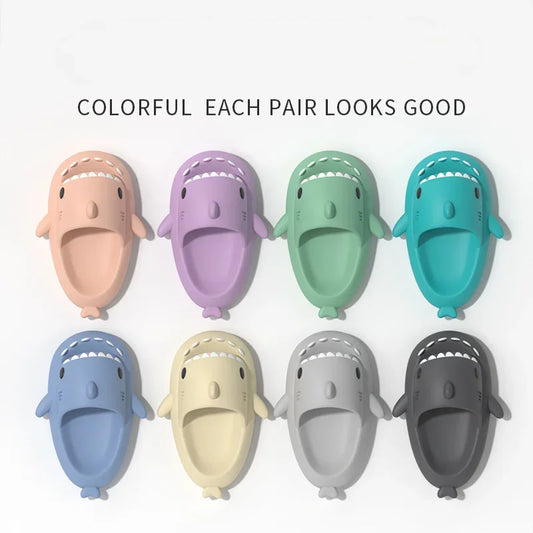 Frauen Cartoon Hai Hausschuhe Männer Innen Badezimmer Slides Sommer Paar Mode Flach Schuhe Sandalen Heim Weich EVA Strand Flip Flops