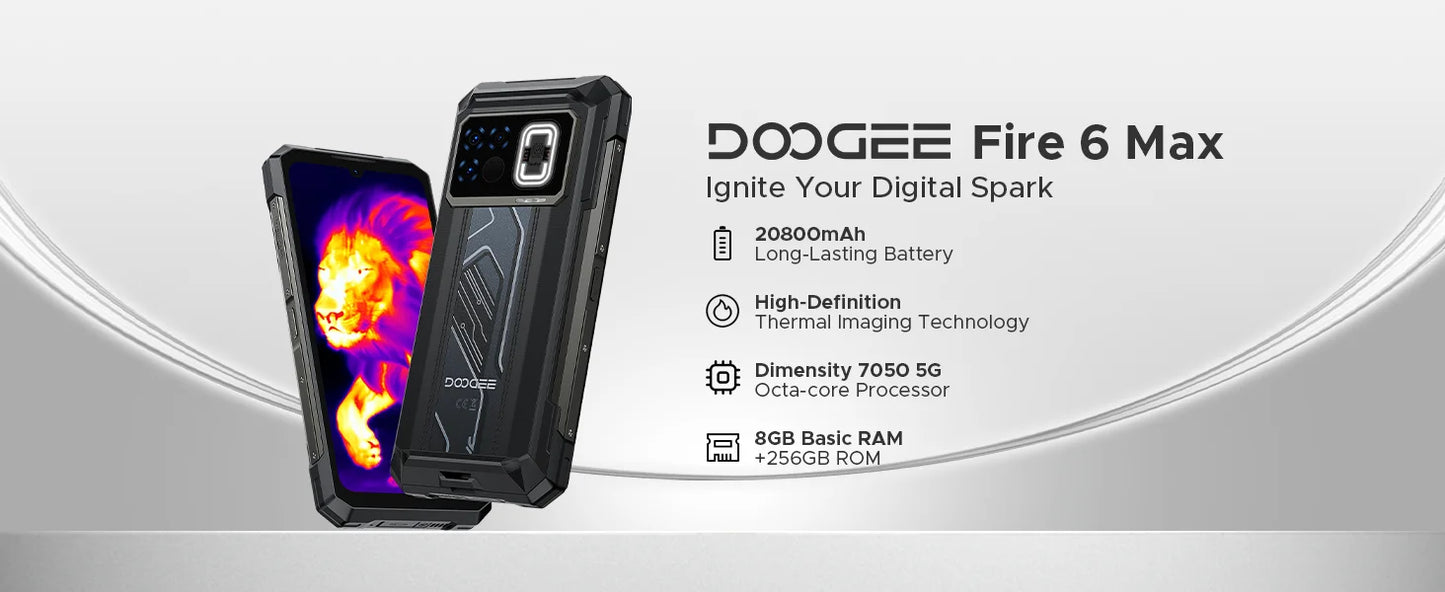 DOOGEE Fire 6 Max Robustes 5G - 20800 mAh, 33W, 6.72 Zoll