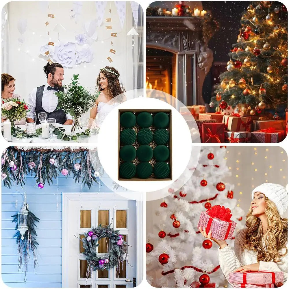 Choice Flockierte Christbaumkugeln - Inhalt 12 Stück, Größe Klein