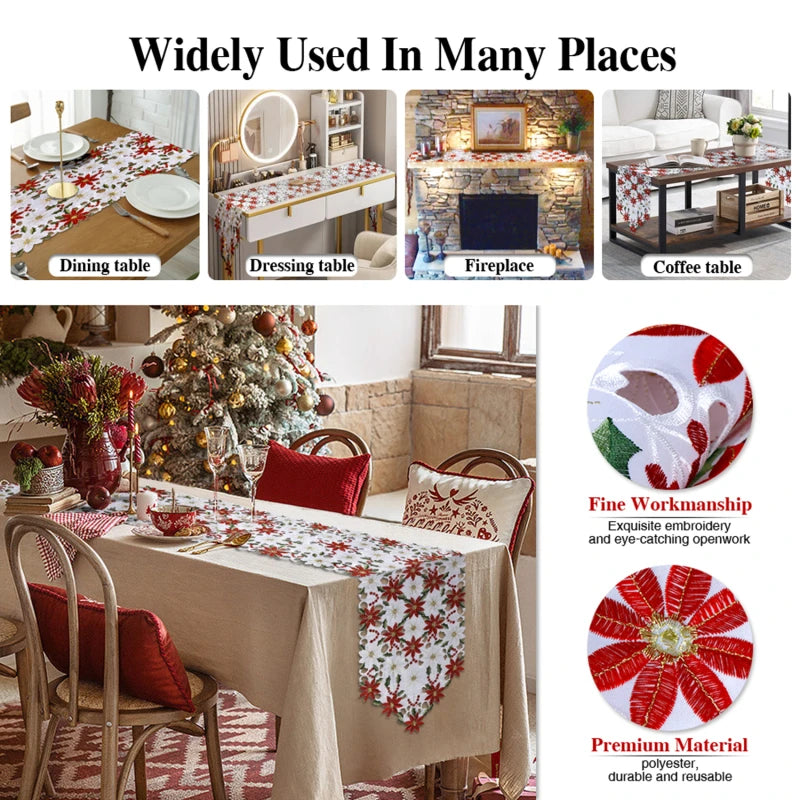 Neutral Table Decorations For Christmas Holly Luxury X Table Embroidered Inch Runner Table Christmas 70 15 Water Tablecloth