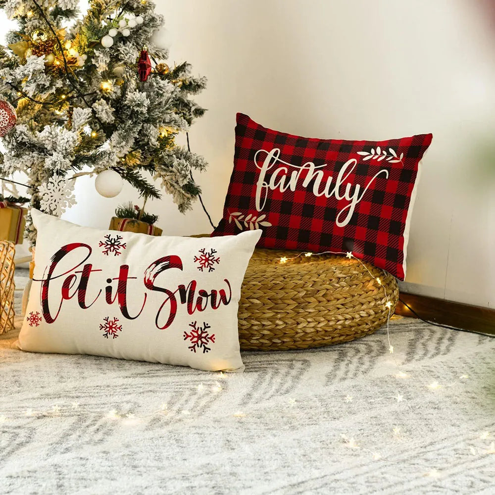 Merry Christmas Decorative Pillow Cover 30x50cm Linen Throw Pillowcase Christmas Cushion Cover Pillowslip For Sofa Home Decor